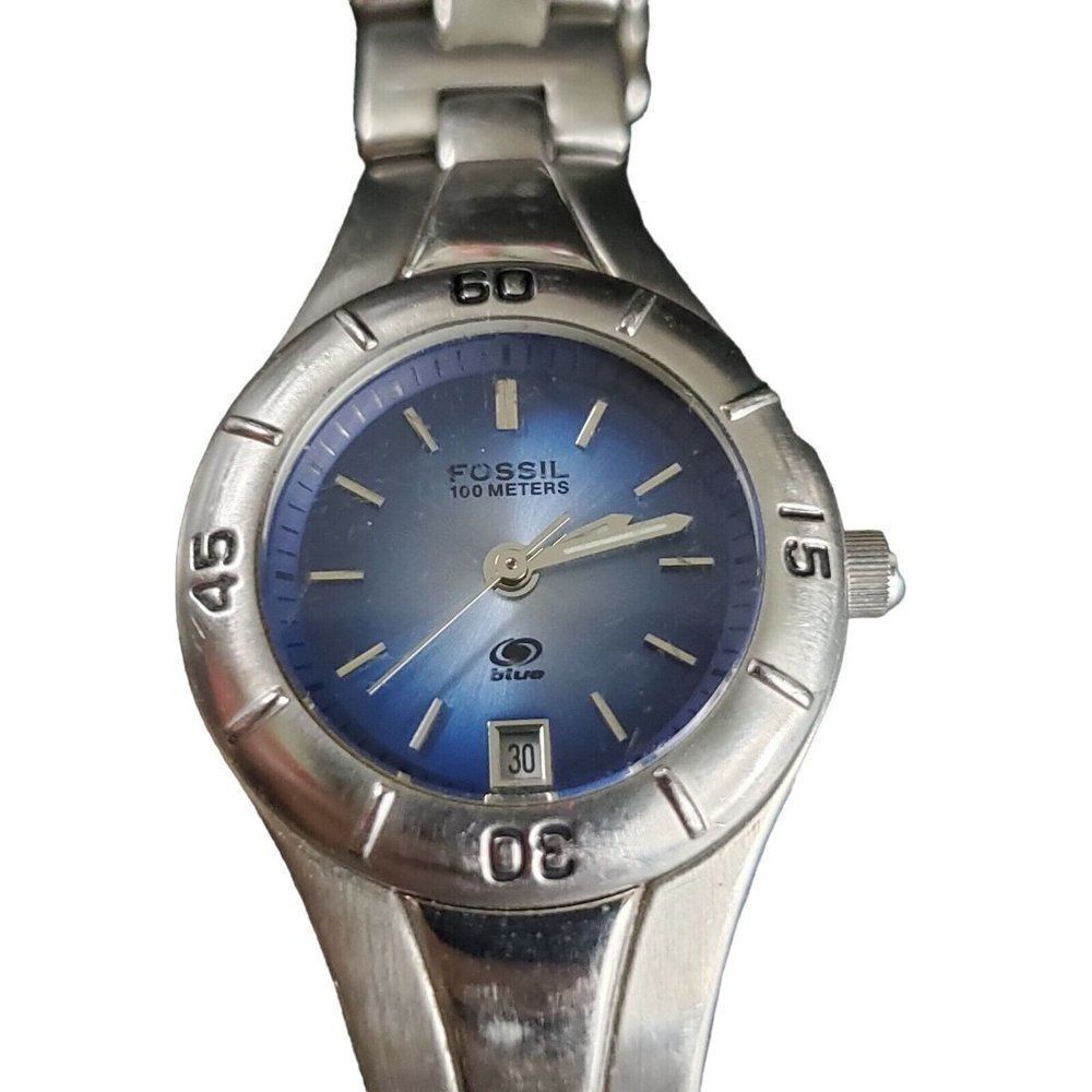 Fossil F2 & Fossil Blue Ladies Date Silver Gold T… - image 4